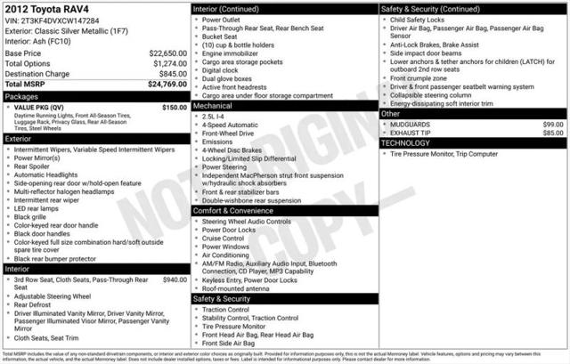 2012 Toyota RAV4 Base