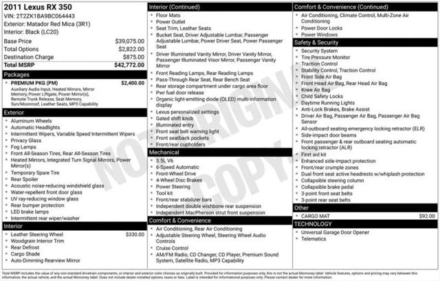 2011 Lexus RX 350 350