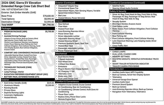 2026 GMC Sierra Extended Range Elevation