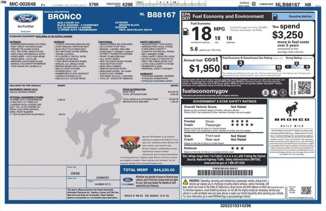 2022 Ford Bronco Black Diamond