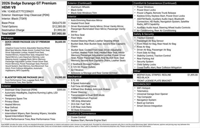 2026 Dodge Durango GT Premium AWD HEMI V8