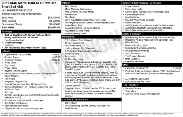 2021 GMC Sierra 1500 4WD Crew Cab Short Box AT4