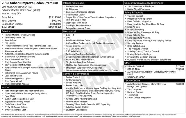 2023 Subaru Impreza Premium Sedan