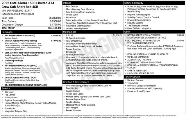 2022 GMC Sierra 1500 Limited 4WD Crew Cab Short Box AT4