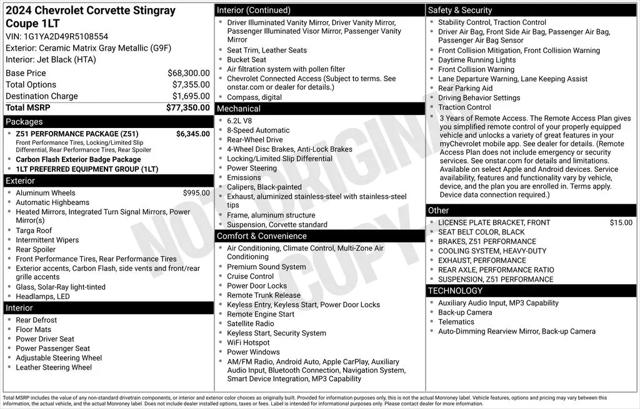 2024 Chevrolet Corvette Stingray RWD Coupe 1LT