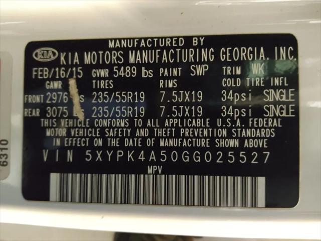 2016 Kia Sorento 3.3L SXL