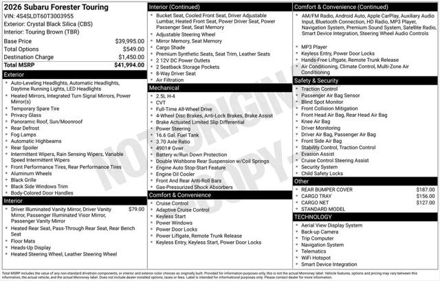 2026 Subaru Forester Touring