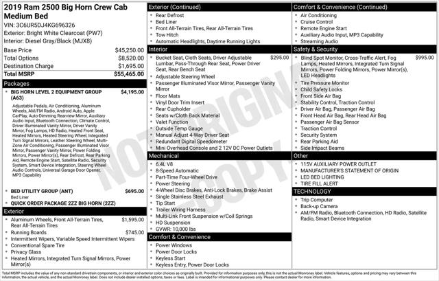 2019 Ram 2500 Big Horn Crew Cab 4x4 6'4" Box