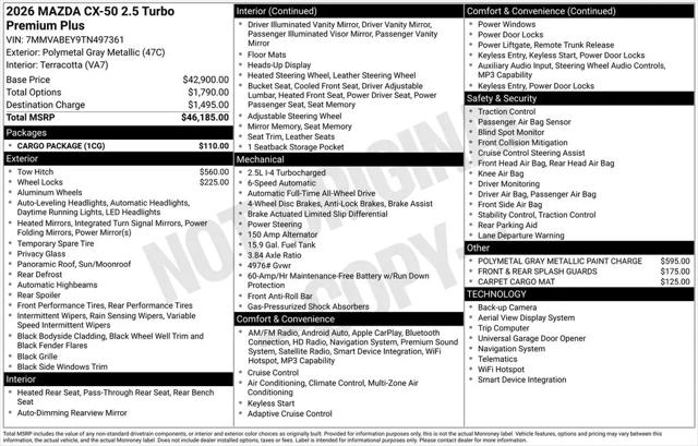 2026 Mazda CX-50 2.5 Turbo Premium Plus