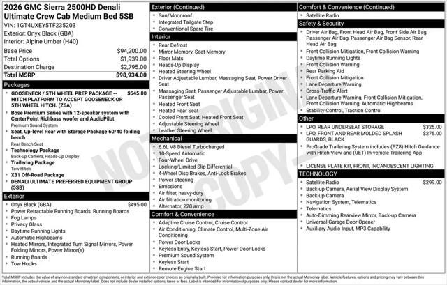 2026 GMC Sierra 2500HD Crew Cab, Standard Bed, Denali Ultimate, 4WD