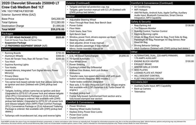 2020 Chevrolet Silverado 2500HD 4WD Crew Cab Standard Bed LT