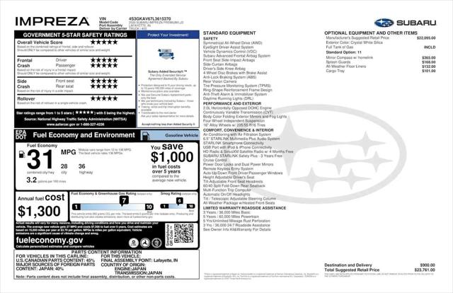 2020 Subaru Impreza Premium Sedan
