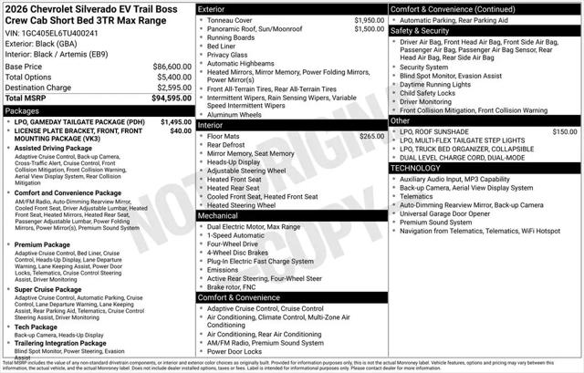 2026 Chevrolet Silverado EV Trail Boss - Max Range 4WD