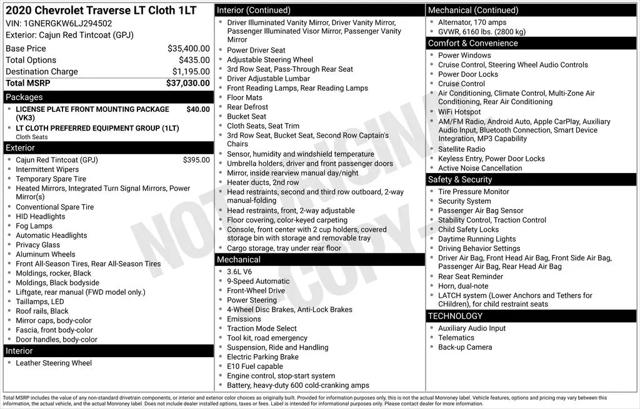 2020 Chevrolet Traverse FWD LT Cloth