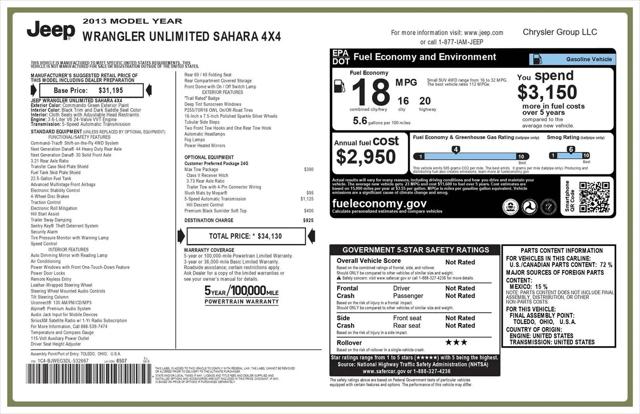 2013 Jeep Wrangler Unlimited Sahara