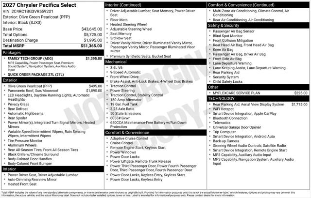 2027 Chrysler Pacifica Select