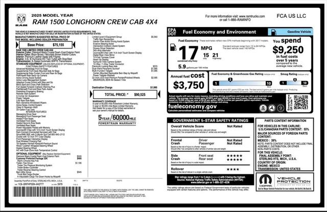 2025 Ram 1500 Limited Longhorn Crew Cab 4x4 5'7" Box