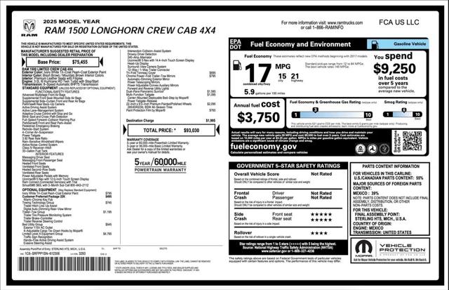 2025 Ram 1500 Limited Longhorn Crew Cab 4x4 6'4" Box