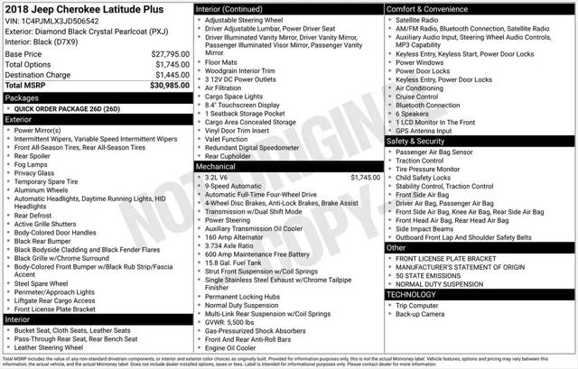 2018 Jeep Cherokee Latitude Plus 4x4