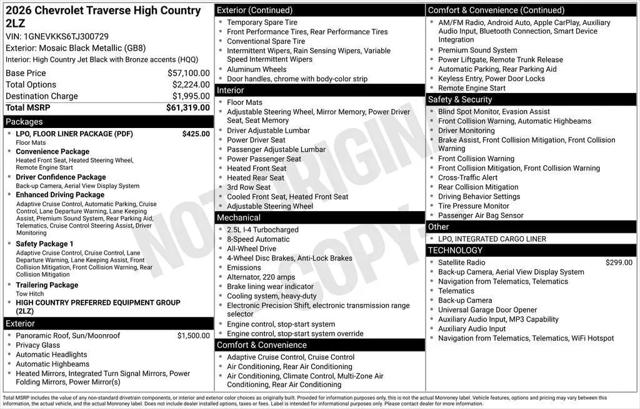 2026 Chevrolet Traverse AWD High Country