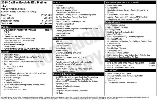 2018 Cadillac Escalade ESV Platinum for sale in Greensboro, NC