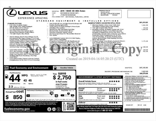 2019 Lexus ES 300h ES 300h