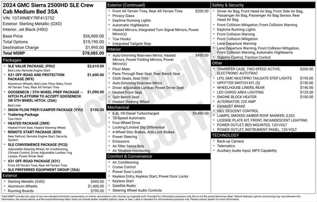 2024 GMC Sierra 2500HD 4WD Crew Cab Standard Bed SLE