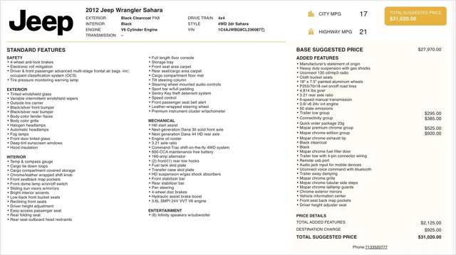 2012 Jeep Wrangler Sahara