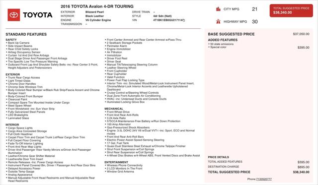 2016 Toyota Avalon Touring