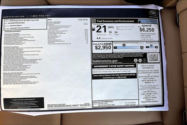 2026 Land Rover Range Rover P400 SE 7 Seat