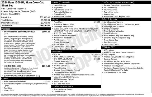 2026 Ram 1500 Big Horn Crew Cab 4x4 57 Box