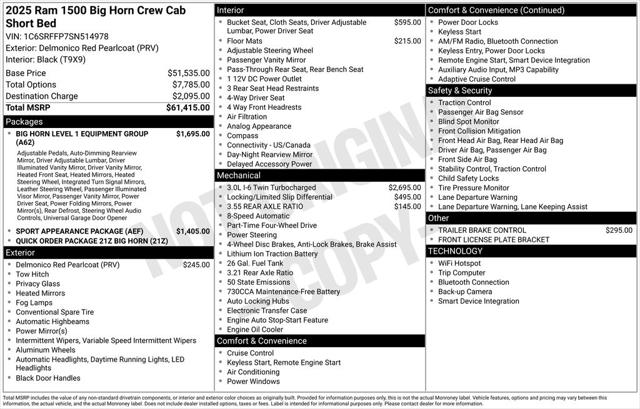 2025 Ram 1500 Big Horn Crew Cab 4x4 5'7" Box
