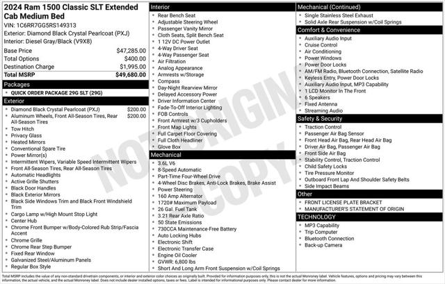 2024 Ram 1500 Classic SLT Quad Cab 4x4 6'4" Box