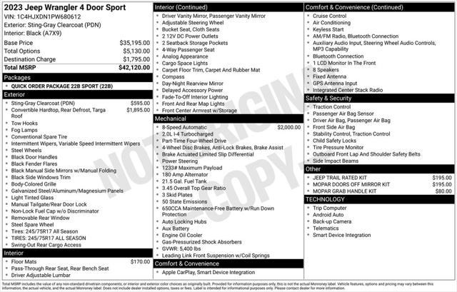 2023 Jeep Wrangler 4-Door Sport 4x4