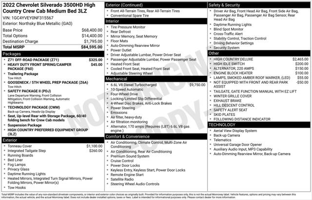 2022 Chevrolet Silverado 3500HD 4WD Crew Cab Standard Bed High Country