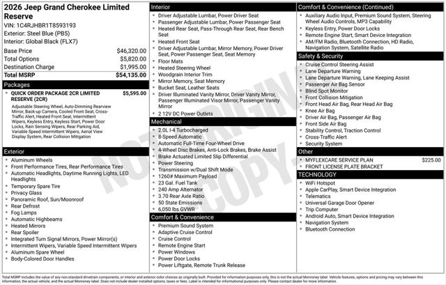 2026 Jeep Grand Cherokee Limited Reserve