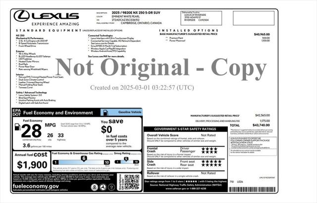 2025 Lexus NX 250 Base