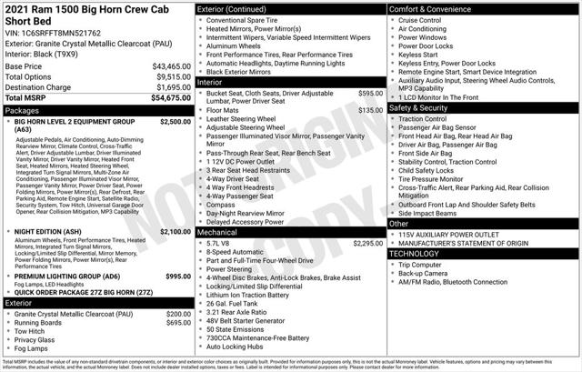 2021 Ram 1500 Big Horn Crew Cab 4x4 5'7" Box