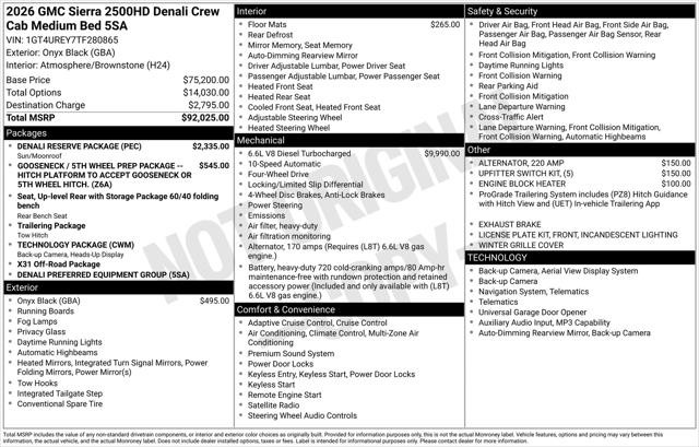 2026 GMC Sierra 2500HD Crew Cab, Standard Bed, Denali, 4WD