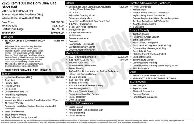 2025 Ram 1500 Big Horn Crew Cab 4x4 5'7" Box