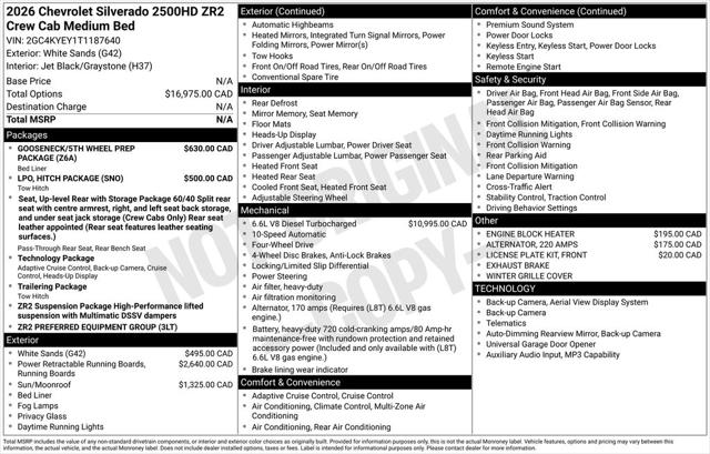 2026 Chevrolet Silverado 2500HD Crew Cab, Standard Bed, XR2, 4WD