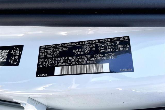 2026 Volvo XC90 Ultra, B6 AWD Gas (mild hybrid), Gasoline, Bright, 7 Seats