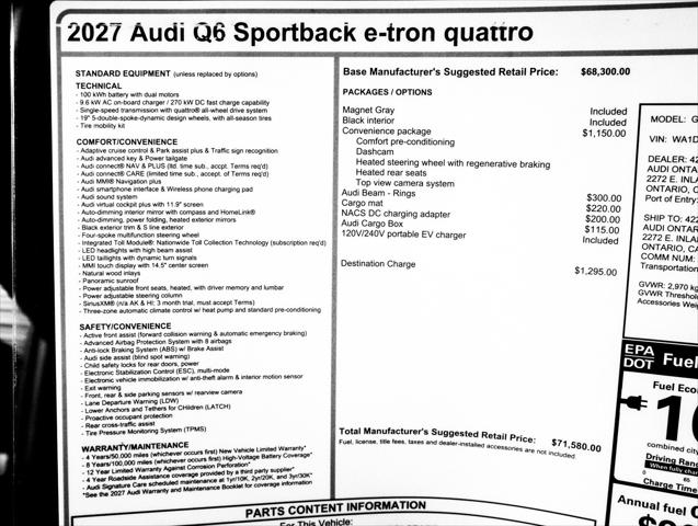 2027 Audi Q6 e-tron Sportback Premium