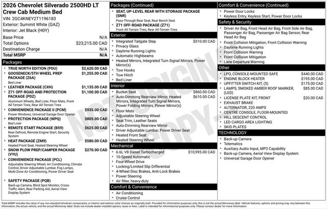 2026 Chevrolet Silverado 2500HD Crew Cab, Standard Bed, LT, 4WD