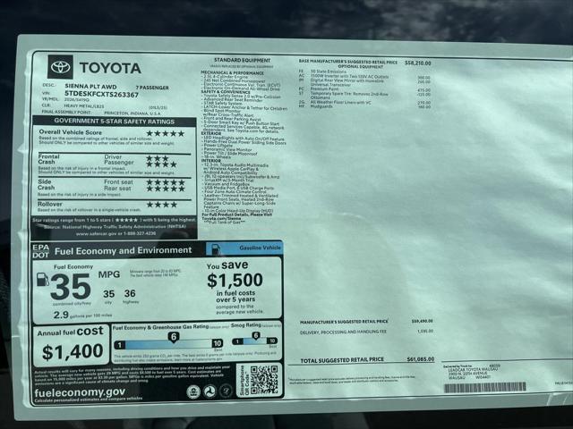 2026 Toyota Sienna Platinum