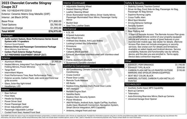 2023 Chevrolet Corvette Stingray RWD Coupe 2LT