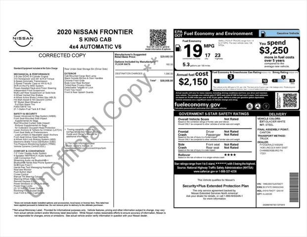 2020 Nissan Frontier King Cab S 4x4