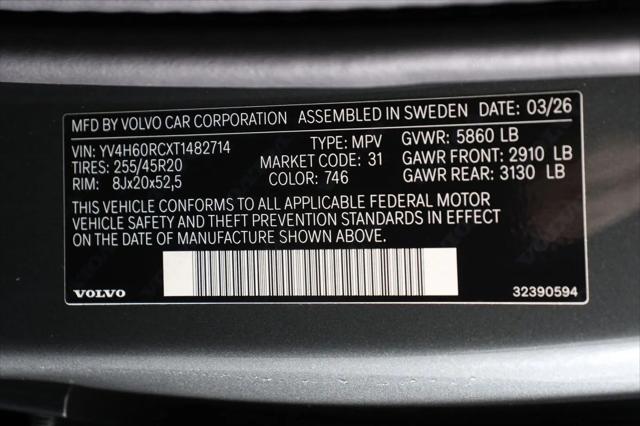 2026 Volvo XC60 Plug-In Hybrid Plus, T8 AWD Electric/Gasoline, Dark