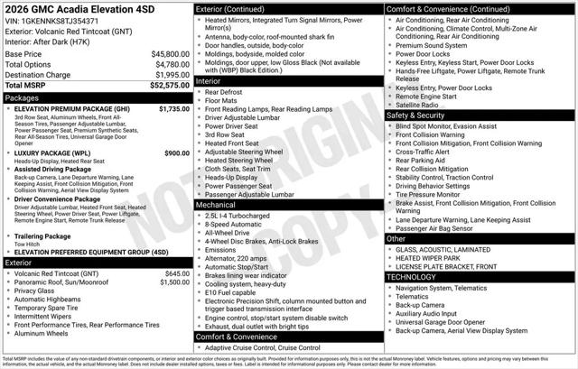 2026 GMC Acadia Elevation AWD