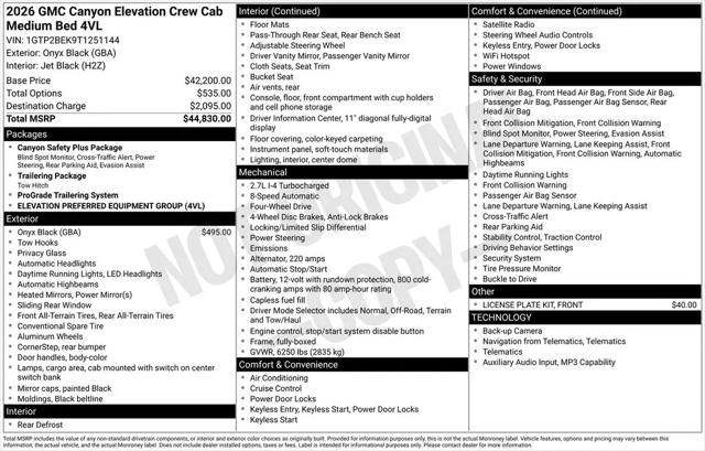 2026 GMC Canyon Elevation, 4WD